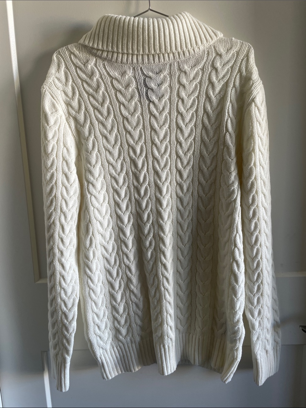Women's Cream Cable Turtleneck Sweater